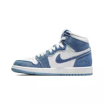 Детские кроссовки Air Jordan 1 Retro High OG PS Denim Blue White Worn-Blue CU0449-104 34