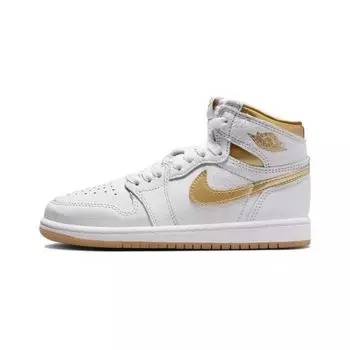Детские кроссовки Air Jordan 1 Retro High OG PS Metallic Gold White Gum-Light-Brown FD2597-107 28