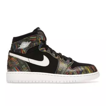 Детские кроссовки Air Jordan 1 Retro High GG BHM Black White-Black-Voltage-Green 739640-045