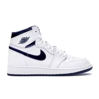 Детские кроссовки Air Jordan 1 Retro High OG BG Metallic Navy White Midnight-Navy 575441-106