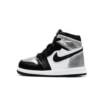 Детские кроссовки Air Jordan 1 Retro High OG TD Silver Toe Черный металлик-серебристый белый CU0450-001 21