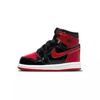 Детские кроссовки Air Jordan 1 Retro High OG TD Patent Bred Black Varsity-Red White AQ2665-063 21
