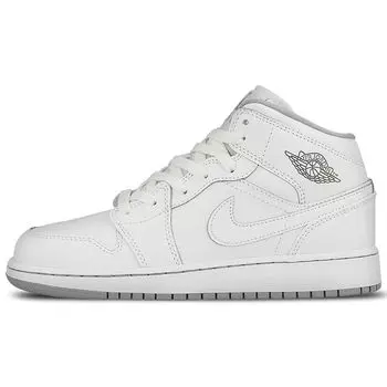 Детские кроссовки Air Jordan 1 Retro Mid GS White Wolf Grey White-Wolf-Grey 554725-112