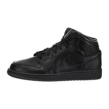Детские кроссовки Air Jordan 1 Retro Mid GS Triple Black Black-Black 554725-030
