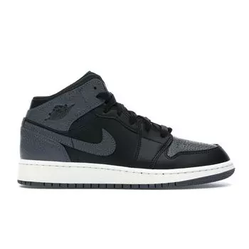 Детские кроссовки Air Jordan 1 Retro Mid GS Black Dark Grey Dark-Grey-Summit-White 554725-041
