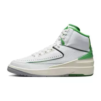 Детские кроссовки Air Jordan 2 Retro GS Lucky Green White Sail Light-Steel-Grey DQ8562-103 36.5