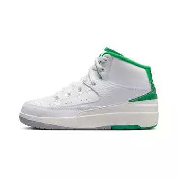 Детские кроссовки Air Jordan 2 Retro PS Lucky Green Белый Парус Светло-Стальной-Серый DQ8564-103 31