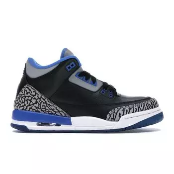 Детские кроссовки Air Jordan 3 Retro BG Sport Blue Black Sport-Blue-Wolf-Grey 398614-007