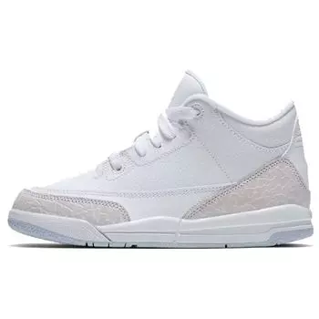Детские кроссовки Air Jordan 3 Retro PS Triple White Бело-Белые 429487-111