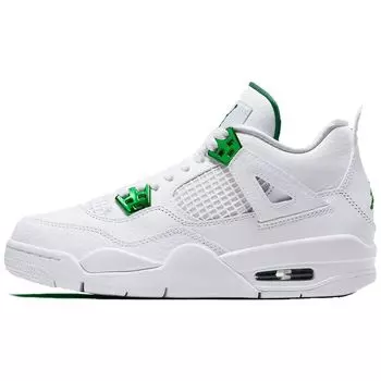 Детские кроссовки Air Jordan 4 Retro GS Green Metallic White Pine-Green Metallic-Silver 408452-113