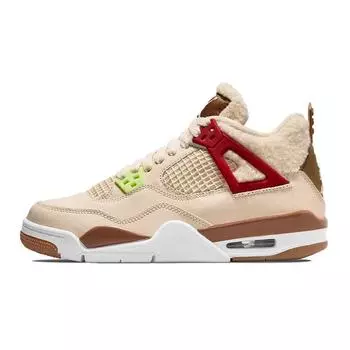 Детские кроссовки Air Jordan 4 Retro GS Wild Things кремового цвета с парусом, университетский красный DH0572-264 36
