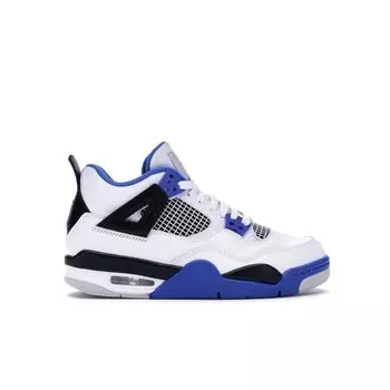 Детские кроссовки Air Jordan 4 Retro GS Motorsports White Game-Royal Black 408452-117