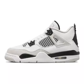 Детские кроссовки Air Jordan 4 Retro GS Military Black White Neutral-Grey 408452-111