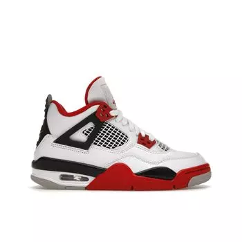 Детские кроссовки Air Jordan 4 Retro OG GS Fire Red 2020 White Black Tech-Grey 408452-160