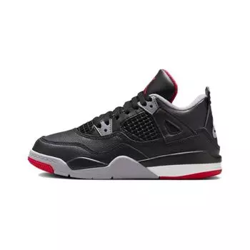 Детские кроссовки Air Jordan 4 Retro PS Bred Reimagined черные огненно-красные цементно-серые BQ7669-006 35