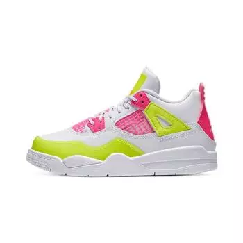 Детские кроссовки Air Jordan 4 Retro SE PS Lemon Venom White Pink-Blast CV7809-100