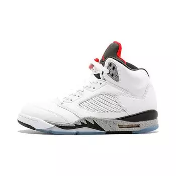 Детские кроссовки Air Jordan 5 Retro GS White Cement University-Red-Black-Matte-Silver 440888-104