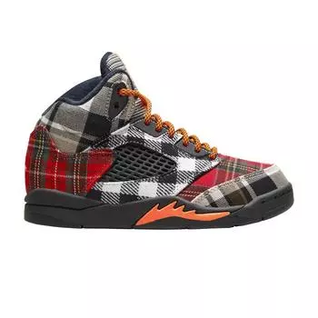 Детские кроссовки Air Jordan 5 Retro PS в клетку, разноцветные, черные, полностью оранжевые, FD4812-008 31