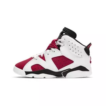 Детские кроссовки Air Jordan 6 Retro PS Carmine 2021 Белый Черный 384666-106 35