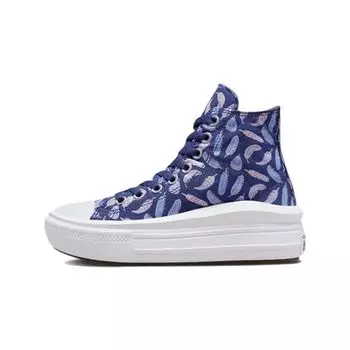 Детские кроссовки Converse Chuck Taylor All Star Move на платформе High GS Feathers Фиолетовый Dark-Purple-Dust Royal-Pulse A01515C 35.5