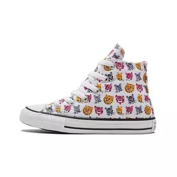 Детские кроссовки Converse Chuck Taylor All Star High GS Jungle Cats White Prime-Pink Black 671706C 35