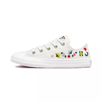 Детские кроссовки Converse Chuck Taylor All Star Low PS с цветочной вышивкой, белый винтаж-белый A02211C 31