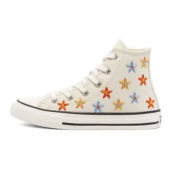 Детские кроссовки Converse Chuck Taylor All Star High GS Spring Flowers кремового цвета Egret Natural-Ivory 671099C 35.5