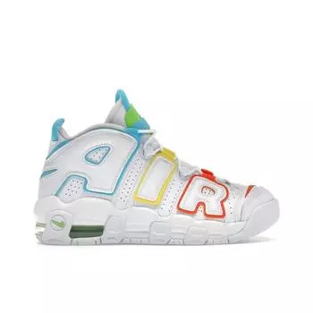 Детские кроссовки Nike Air More Uptempo GS White Rainbow, разноцветные, Opti-Yellow, Safety-Orange FJ4624-100 38.5