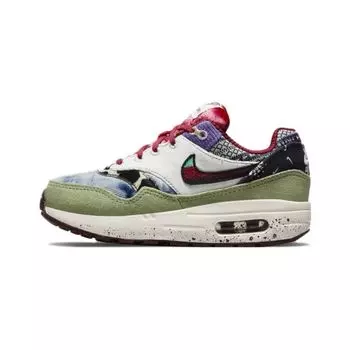 Детские кроссовки Nike Concepts x Air Max 1 SP PS Mellow разноцветные масляно-зеленые с парусом DR2362-300 35