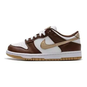 Детские кроссовки Nike Dunk Low GS Cacao Wow Metallic Gold, коричнево-белые HM3725-171 36
