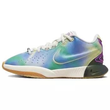 Детские кроссовки Nike LeBron 21 SE GS Movie Night, разноцветные, светящиеся, зеленые с парусом, FN4305-900 37.5