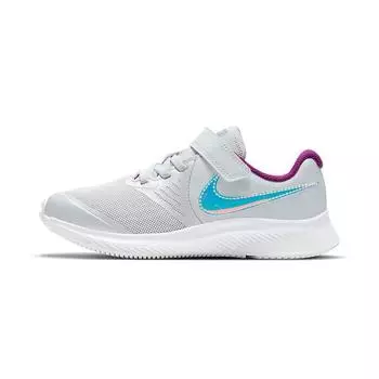 Детские кроссовки Nike Star Runner 2 Power PS Pure Platinum с переливающейся галочкой, серые, красно-сливовые, едва вольт DD5889-001 28