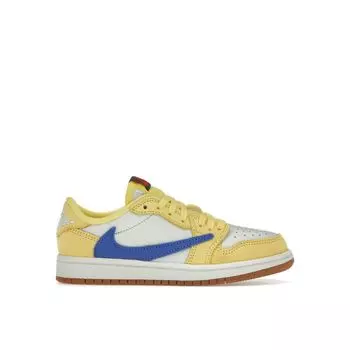 Детские кроссовки Travis Scott x Air Jordan 1 Retro Low OG SP PS Canary Yellow Racer-Blue Light-Silver DZ5909-700 29.5