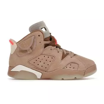 Детские кроссовки Travis Scott x Air Jordan 6 Retro PS British цвета хаки Светло-коричневый с парусом DH0693-200 28