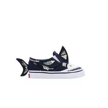 Детские кроссовки Vans Slip-On V Toddler Shark Glow Blue Fair-Isle-Blue Multi VN0A7Q4ZBER