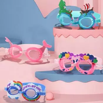Детские Мягкие силиконовые очки с героями мультфильмов, противотуманные герметичные анти-уф-очки для плавания с прозрачным зрением Mermaid