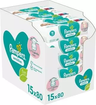 Детские очищающие салфетки Pampers Sensitive для чувствительной кожи. TU прозрачный
