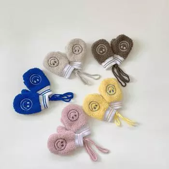 Детские перчатки для детей 1-3 лет, зимние, бархатные, утолщенные, для мальчиков и девочек, милые, с лямкой через шею, теплые, для малышей 0-4 years old