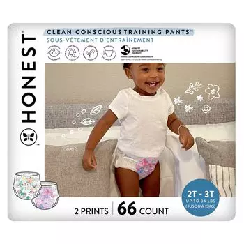 Детские подгузники Honest Company 2T3T 66 шт. с рисунком бабочки и единорога без добавок (Тип брюк) (~15кг) & белый