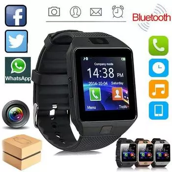 Детские умные часы DZ09 Bluetooth с сенсорным экраном, слотом для SIM-карты, поддержкой нескольких языков и функцией звонков.