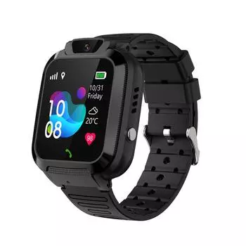 Детские умные часы с GPS и телефоном, водонепроницаемость IP68, SOS, голосовой чат, сенсорный экран, камера, игры One Size чёрный