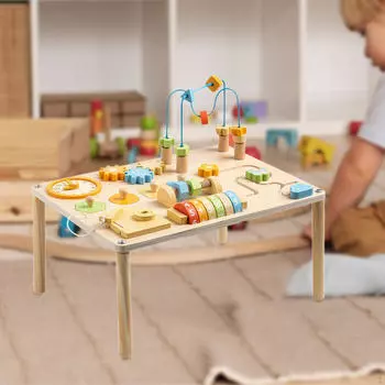 Детский игровой столик, сенсорная игрушка, с лабиринтом из бисера, 8 в 1, игровой столик для распознавания фигур, сопоставление