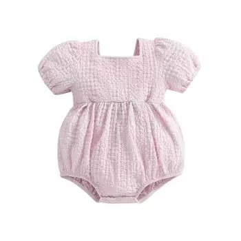 Детский комбинезон Bubble Romper для девочек, повседневный, с короткими рукавами-фонариками, с квадратным вырезом, комбинезон для новорожденных 3-6 Months