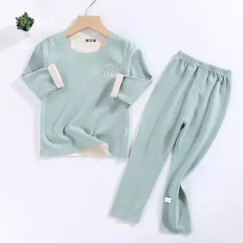 Детский комплект нижнего белья из немецкого бархата без косточек AB Face Baby Теплая бесшовная осенняя одежда Длинные брюки для мальчиков и девочек Пижамы для дома 80cm