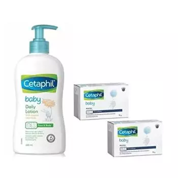 Детский лосьон Cetaphil с органической календулой 399 мл и детское мягкое мыло 75 г(2Pcs) (Упаковка из 2 шт.)- Combo