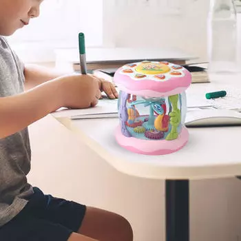 Детский музыкальный барабан, игрушка, игровой стол, центр, игрушки, проектор для раннего развития Rotating pink