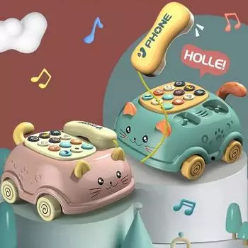 Детский музыкальный телефон Монтессори, игрушка с рисунком кота, телефон, развивающие игрушки для мальчиков и девочек, подарок на день рождения для малышей