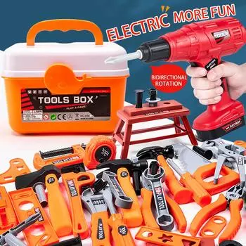 Детский набор инструментов с электрической игрушечной дрелью Kids Power Toy Набор инструментов для ролевых игр для мальчиков и девочек Образование Обучение по системе Монтессори