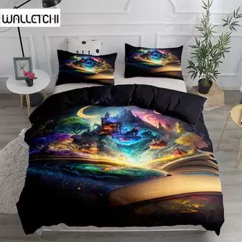 Детский пододеяльник Moon Castle, комплект постельного белья UK Single Double Queen King US Twin Full King Size EU single(135x200cm)