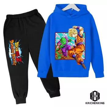 Детское пальто с капюшоном Dragon Ball, теплый костюм с длинными рукавами для девочек от 4 до 14 лет, куртка, одежда для мальчиков, свитер, топ, брюки 110